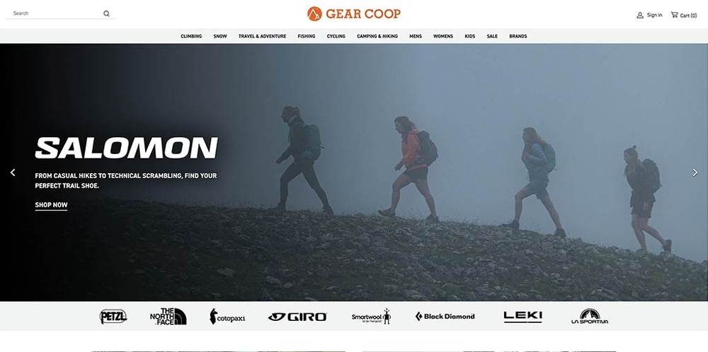 Gear Coop Homepage screenshot